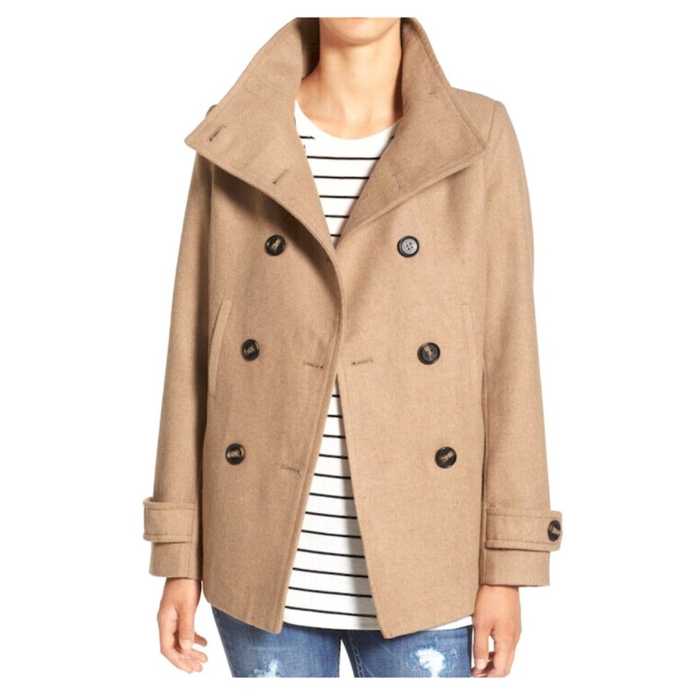 Camel Thread & Supply Double Breasted Peacoat - Size Medium